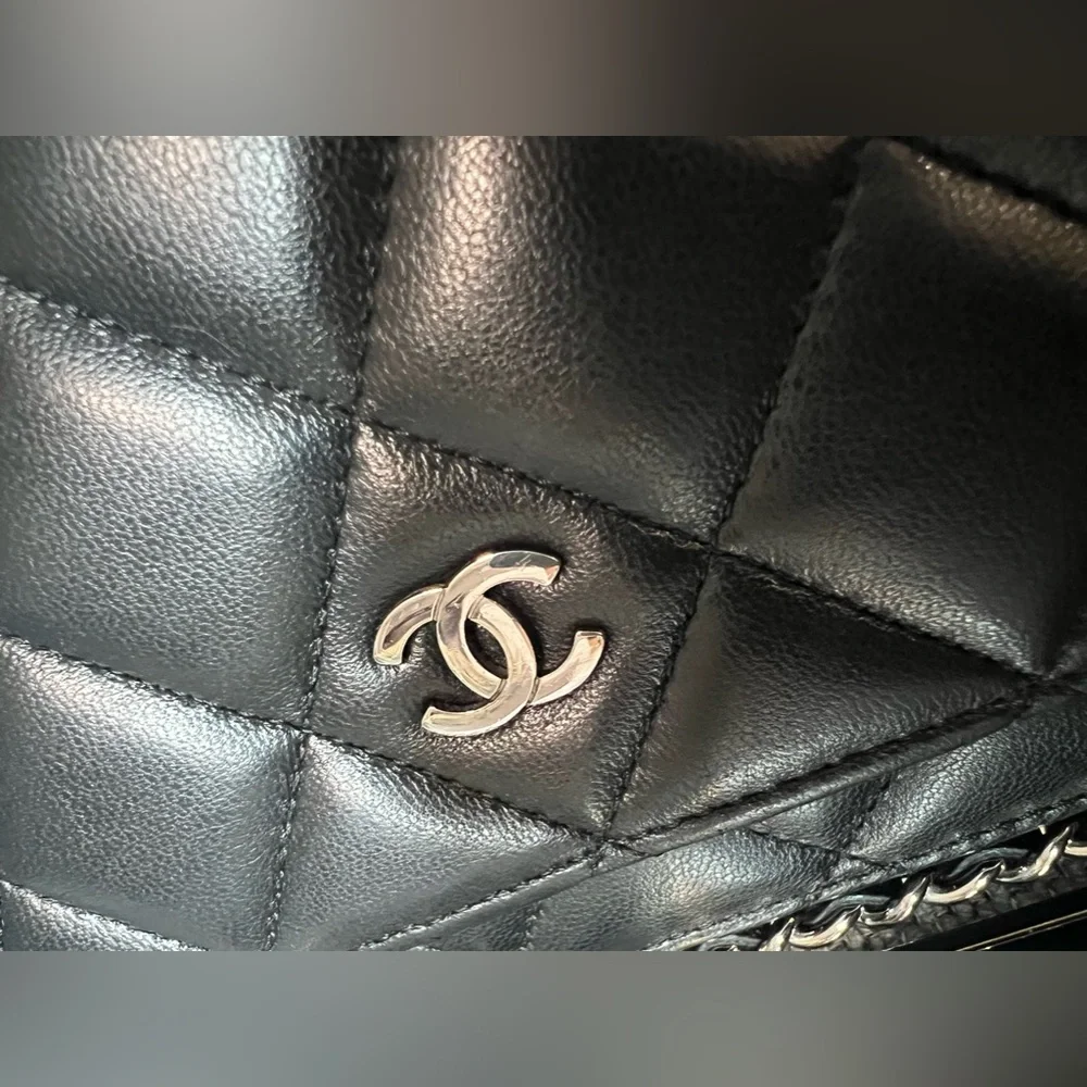 CHANEL classic wallet on chain WOC LAMBSKIN leather